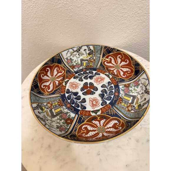 Vintage Mid Century Hand-Painted Gold Imari Plate 11” Inches - Picture 1 of 12